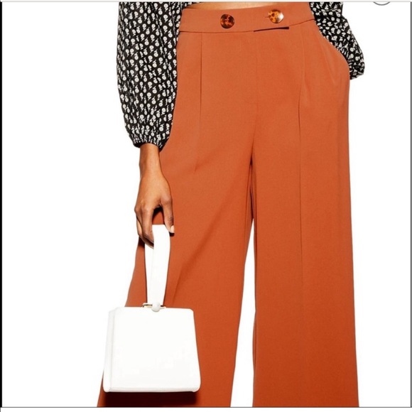 Wide leg Topshop rust color culottes - Picture 2 of 4